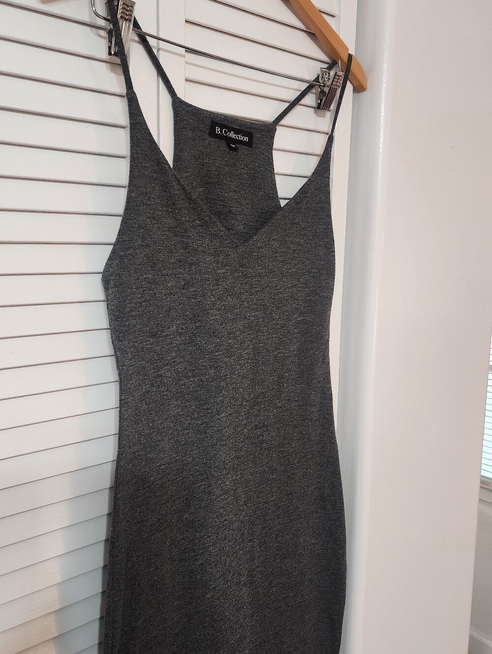 B. Collection Charcoal Gray Spaghetti-Strap Midi Dress